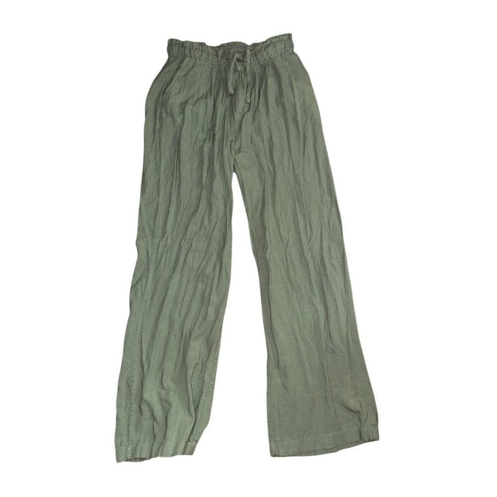 Thread + Supply Pant Womens M Sage Green Wide Leg Drawstring Elastic linen blend - Picture 9 of 9